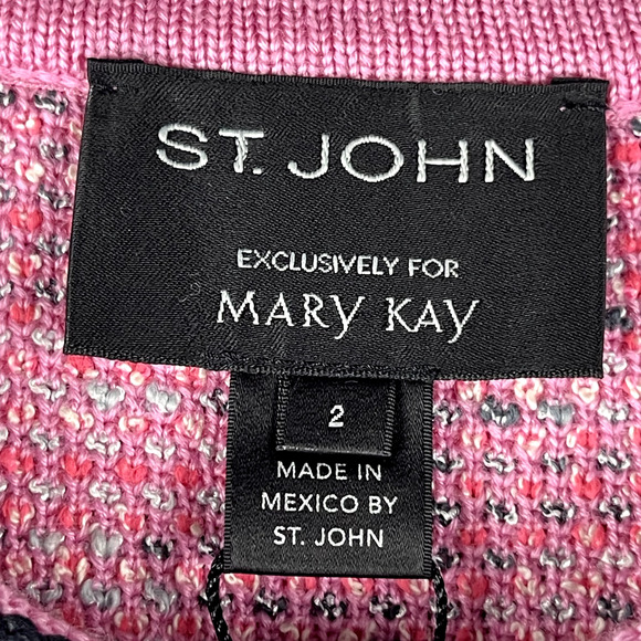 St.John For Mary Kay Long Tweed Jacket Womens 2 Pink Wool Old Money Classic NWT - Picture 4 of 16